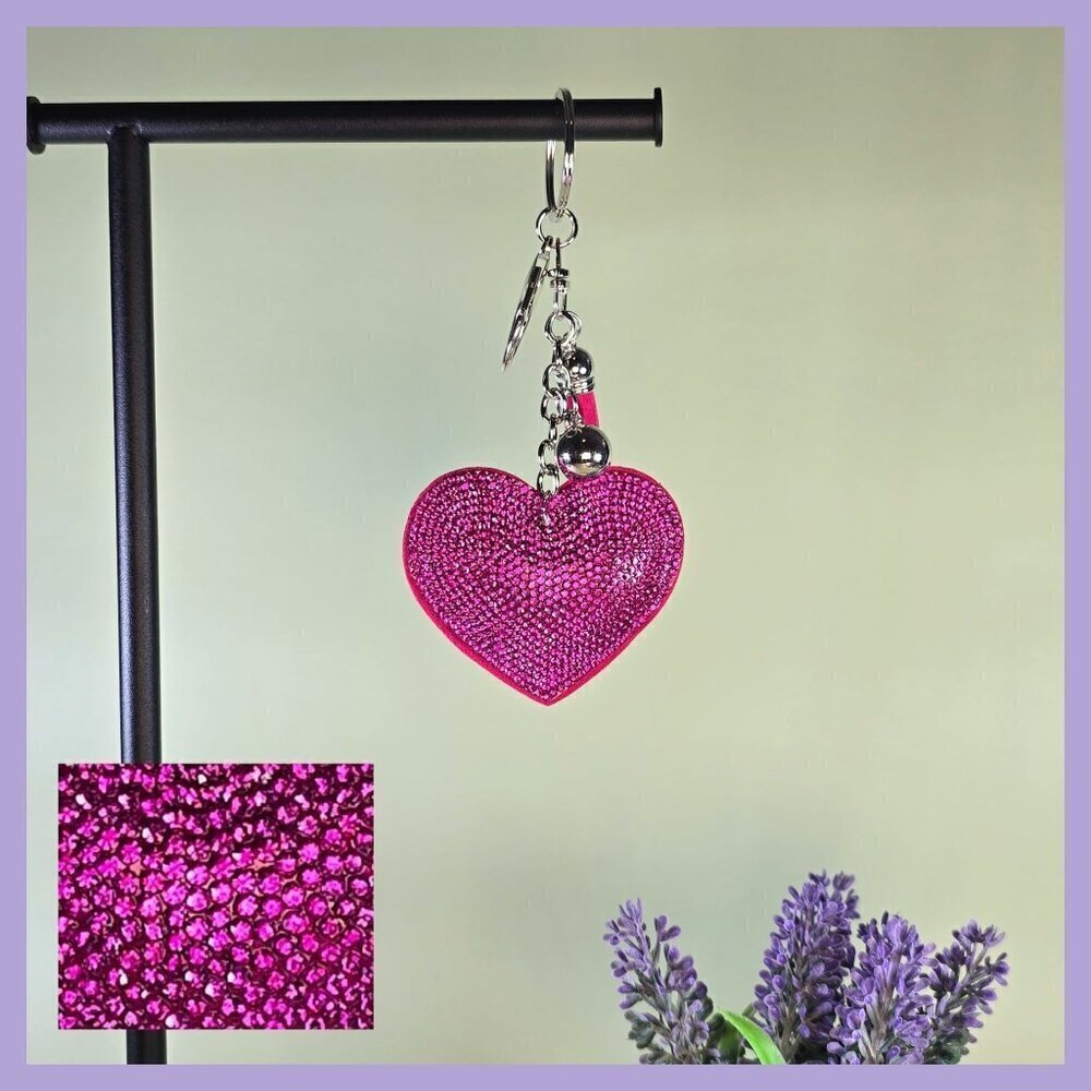 Rhinestone Heart Keychain With Tassel & Clasp‎ (NWOT)